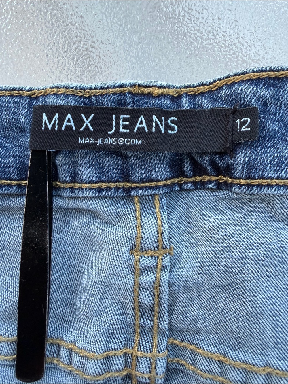 Max Jeans Blue Wash Boyfriend Tapered Leg Mid-Rise Skinny Jeans ~ Women’s 12 - Picture 7 of 9